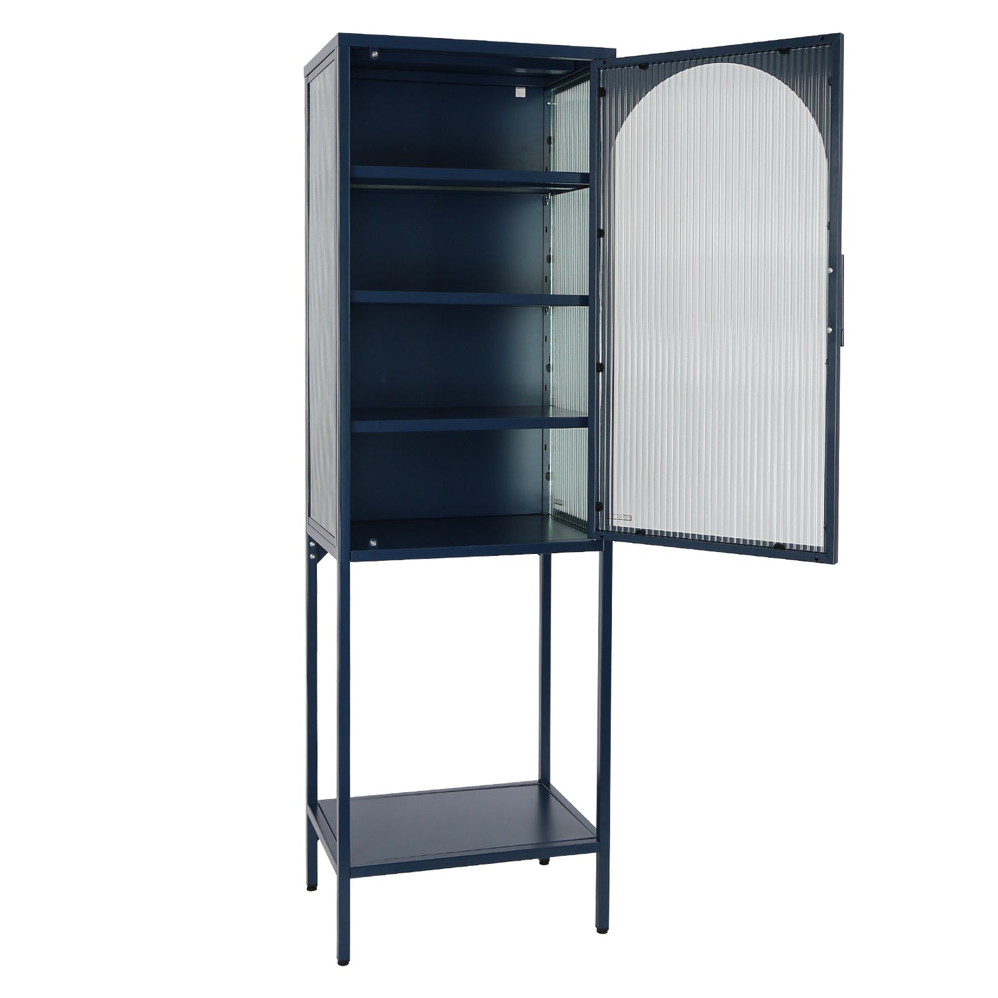 Arched Tempered Glass High Cabinet - Blue