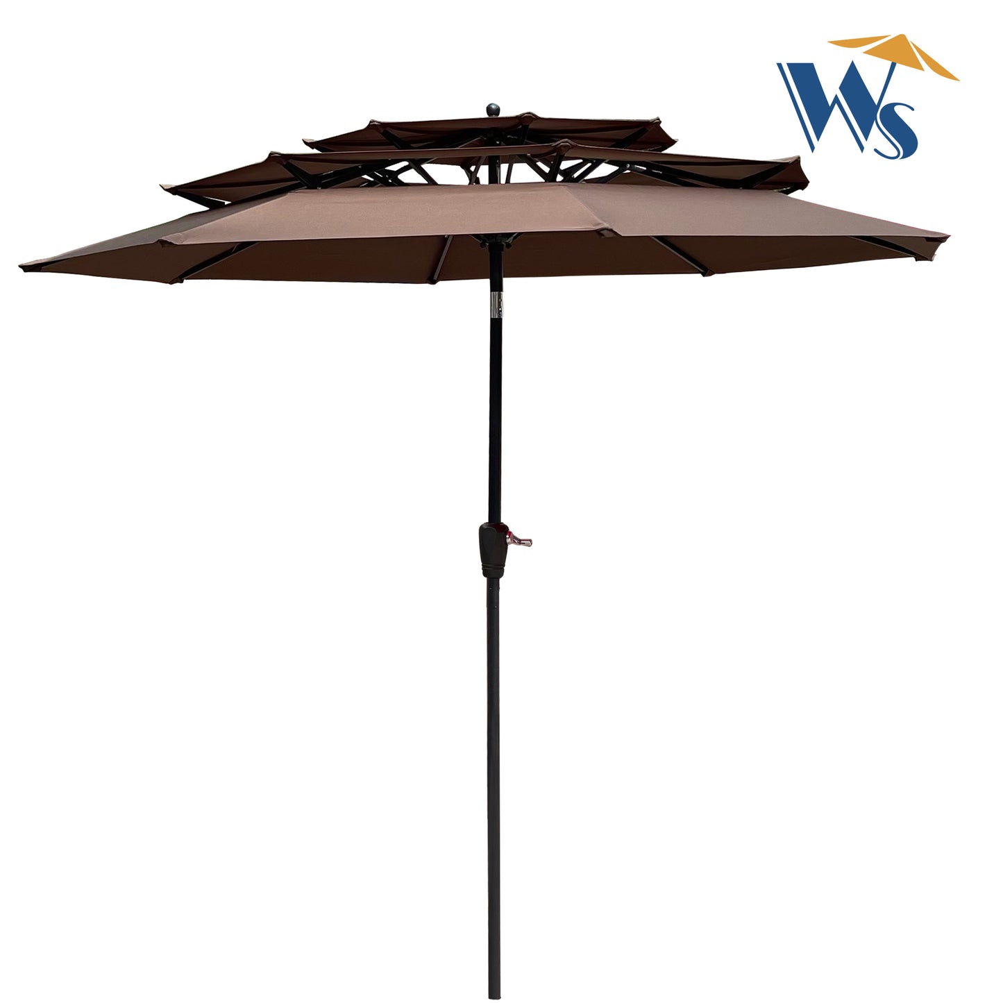 Zamora 9 ft 3-Tiers Outdoor Patio Umbrella with Crank  - Chocolate