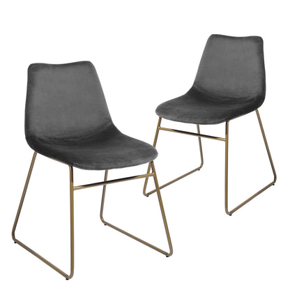 Brunson Velvet Dining Chairs w Golden Metal Leg (Set of 2) - Gray