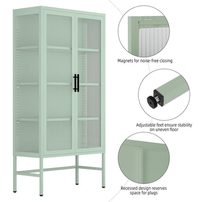 Pratt Glass Double Door Storage Cabinet - Mint Green