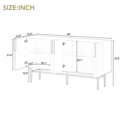 Sylvia Gold Metal Handle Sideboard Buffet - White