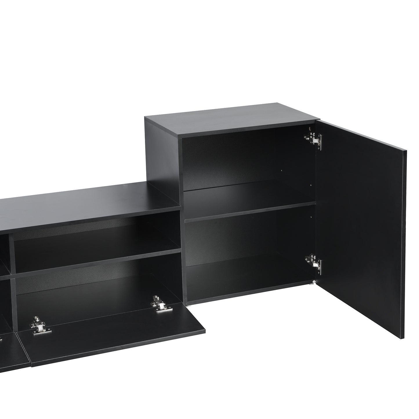 Sata TV Stand with Wall Mounted Floating Storage - Black