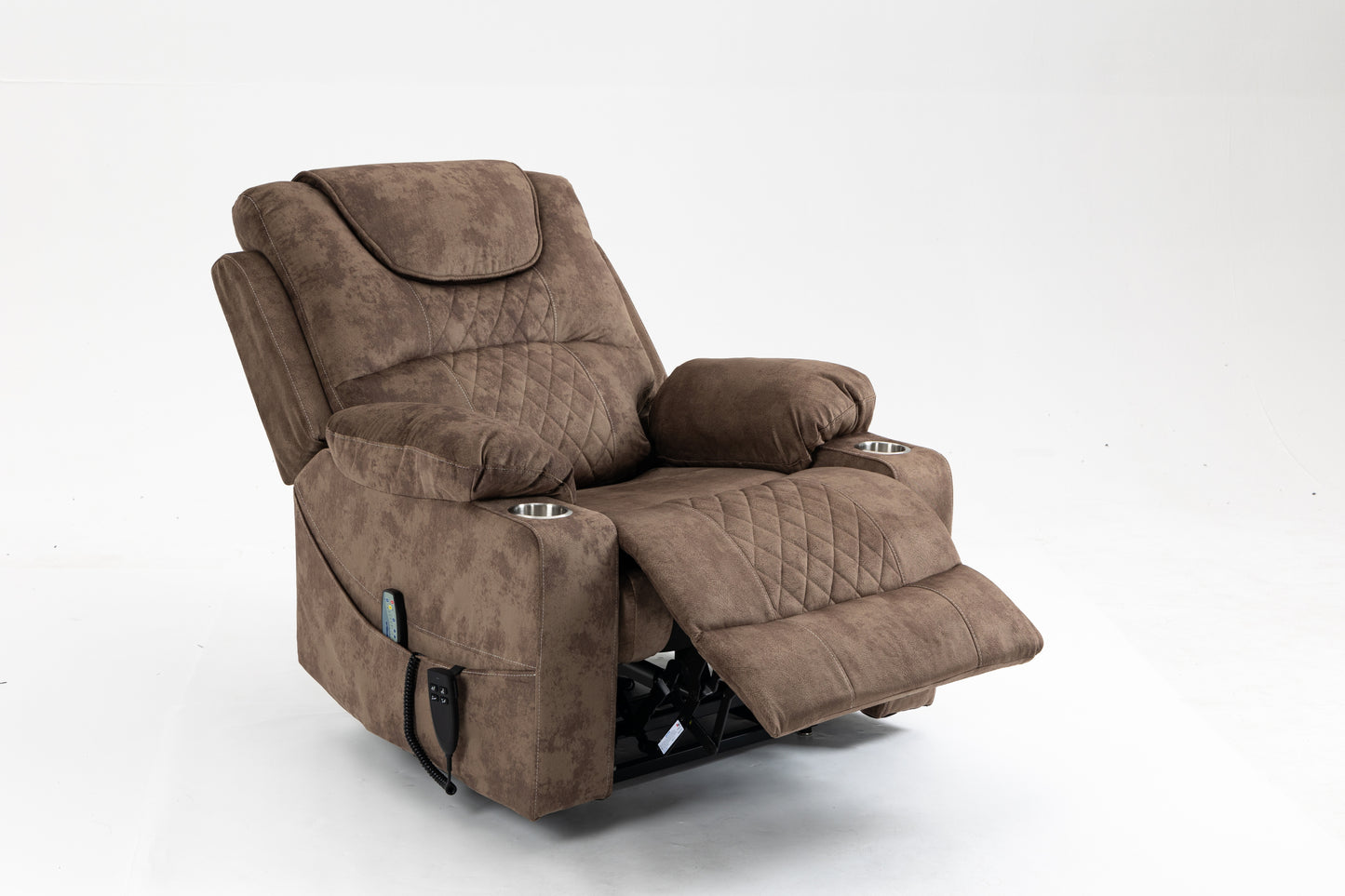 Morris Power Lift Velvet Recliner Motion Reclining Chair - Brown