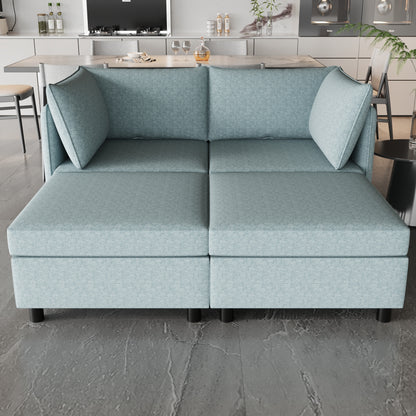 Keen Loveseat  With Ottoman - Blue