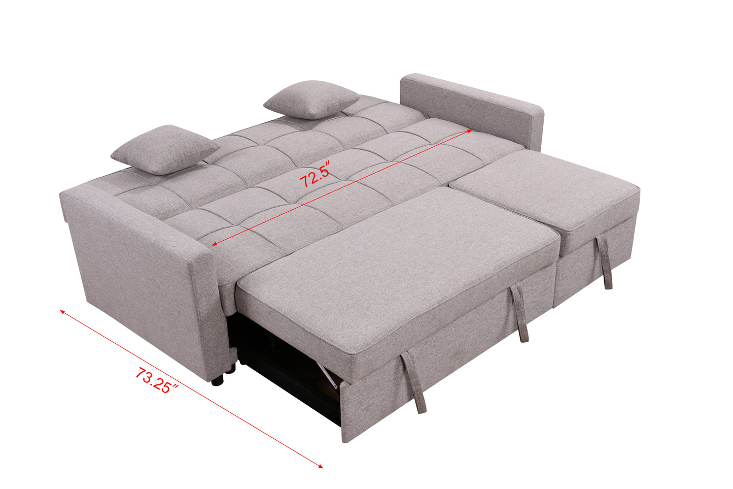 Tena Upholstered Sofa Bed W/Pull Out Bed  - Light Gray