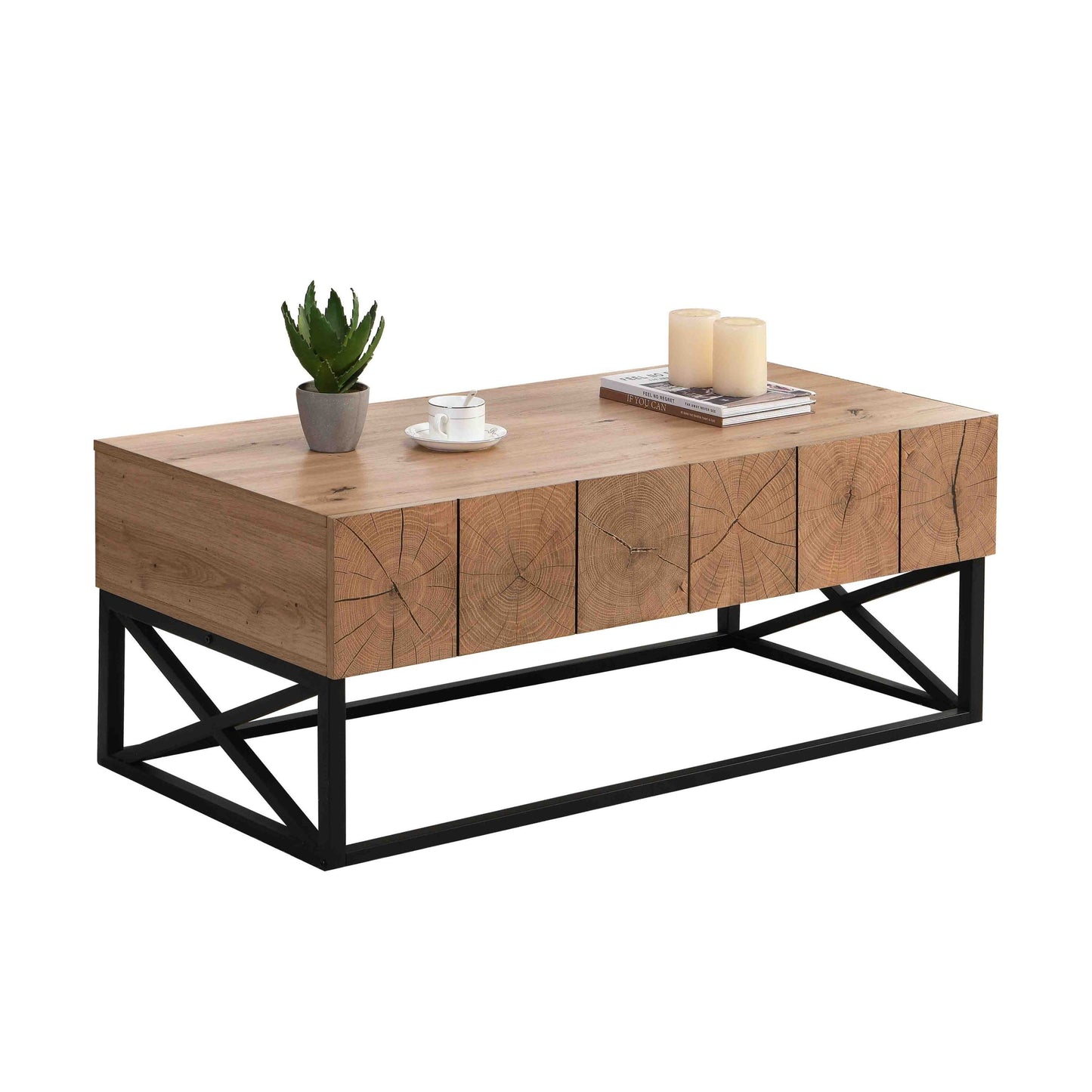 Industrial Coffee Table With Two Drawers