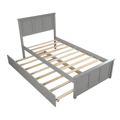 Iso Twin Size Platform Bed with Twin Size Trundle - Gray