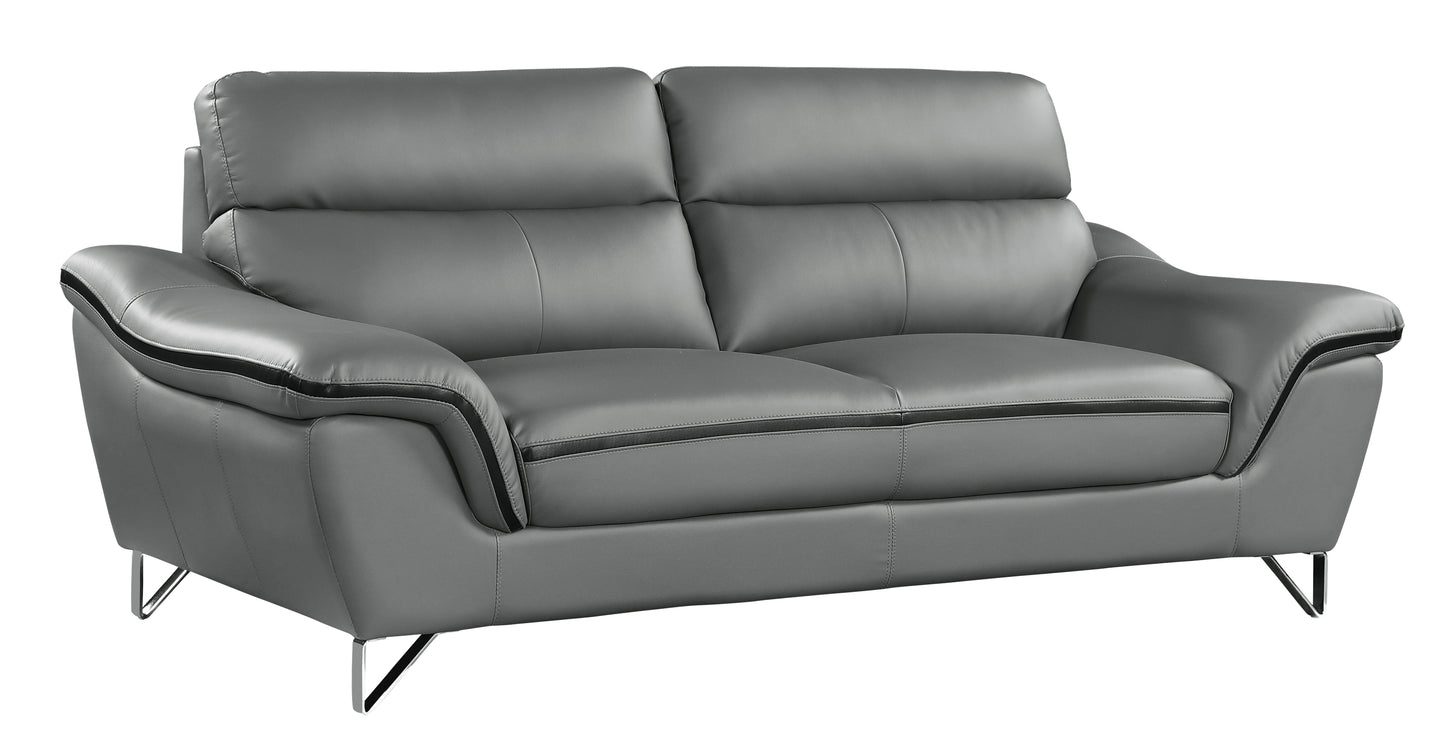 Eden Genuine Leather Loveseat - Gray