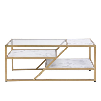 Golden Glass Shelf Coffee Table