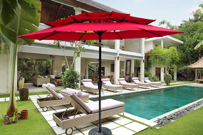 Zamora 9 ft 3-Tiers Outdoor Patio Umbrella with Crank  - Red