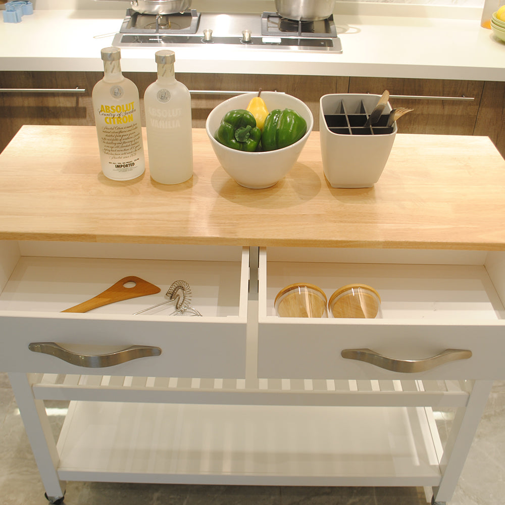 Vintage Kitchen Island & Kitchen Cart  - White