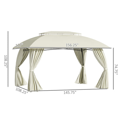 Frazer 10 x 13 ft Double Vented Roof Patio Gazebo - Beige