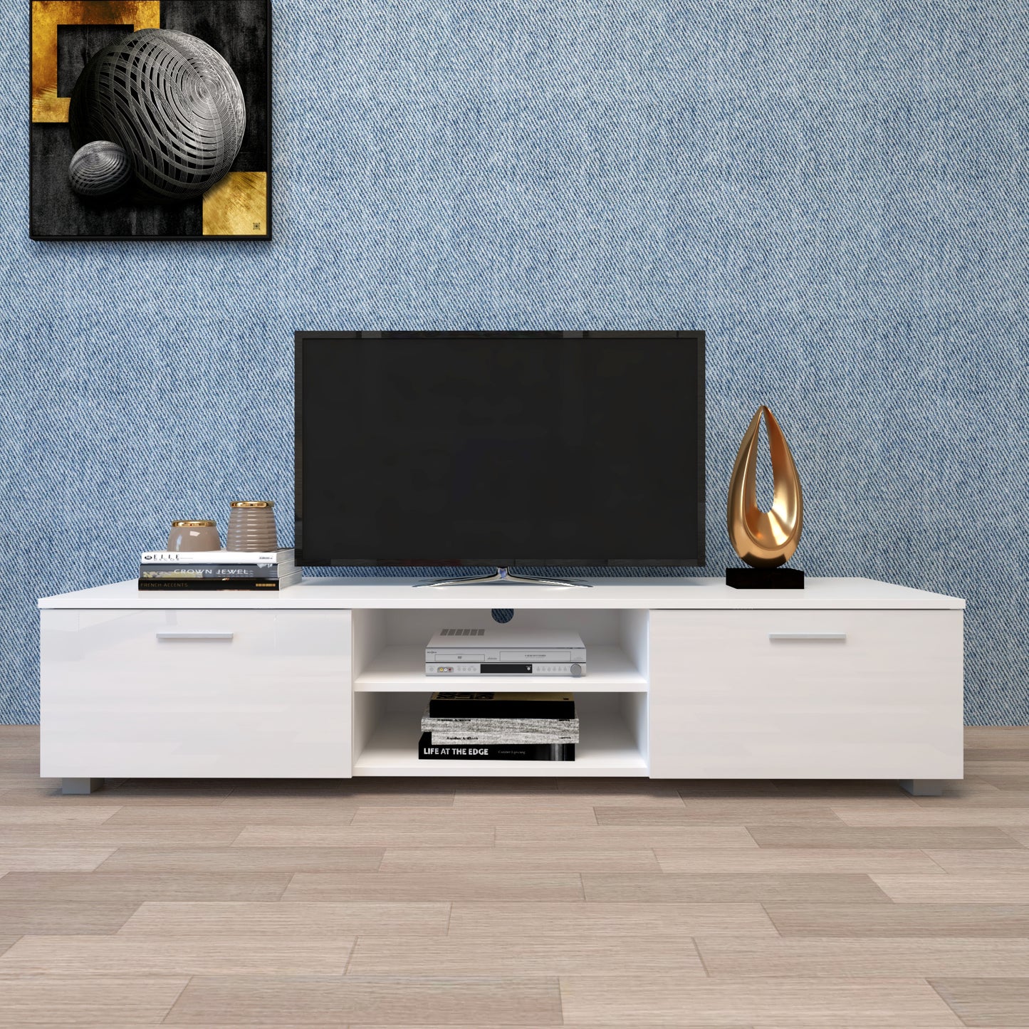 Jared TV Stand Media Console Entertainment Center - White