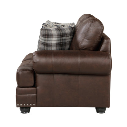 Mora Upholstered Nailhead Trim Loveseat - Dark Brown