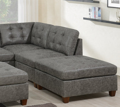 Kata Antique Modular Sectional 6pc Set 2x Corner Wedge 2x Armless Chairs and 2x Ottoman - Grey