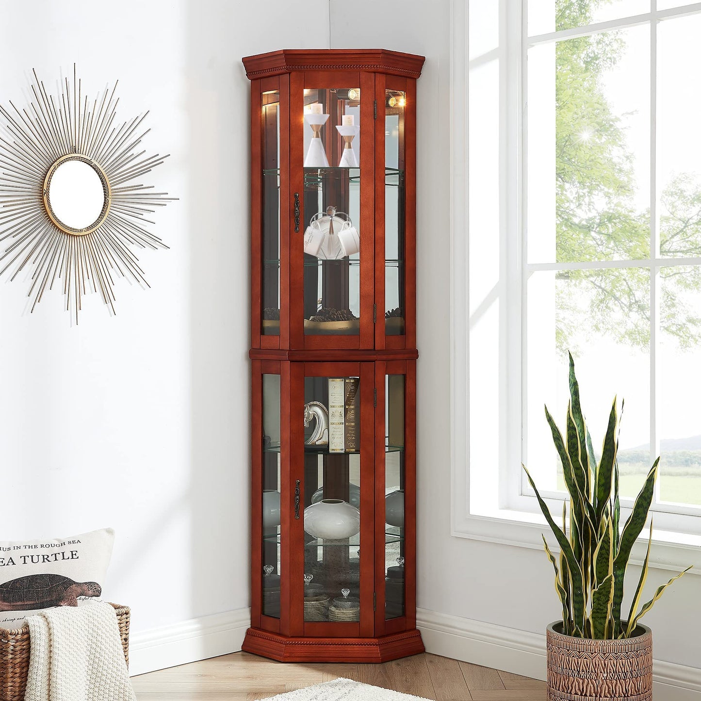 Larson Corner Curio Cabinet - Walnut