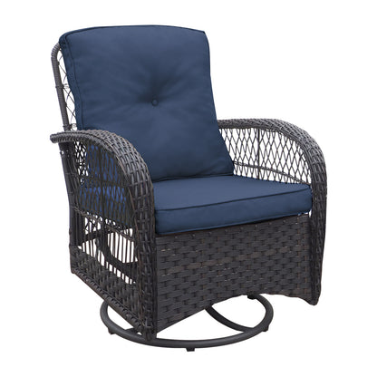 Thomson Outdoor Wicker Rocker Swivel  Patio Bistro Set - Blue