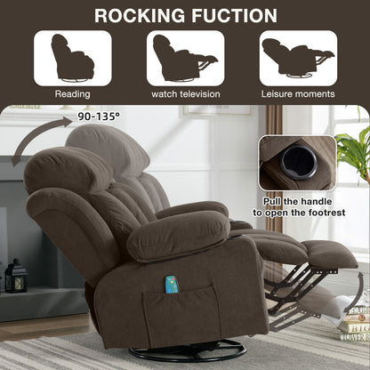 Vanbow Recliner Chair Massage Heating with USB - Brown