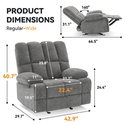 Musa Oversize Rocker Recliner Chair - Gray