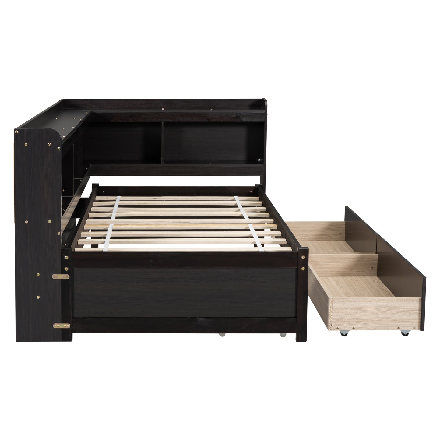 Parker Twin Size Daybed with Bookcases -Drawers - Espresso