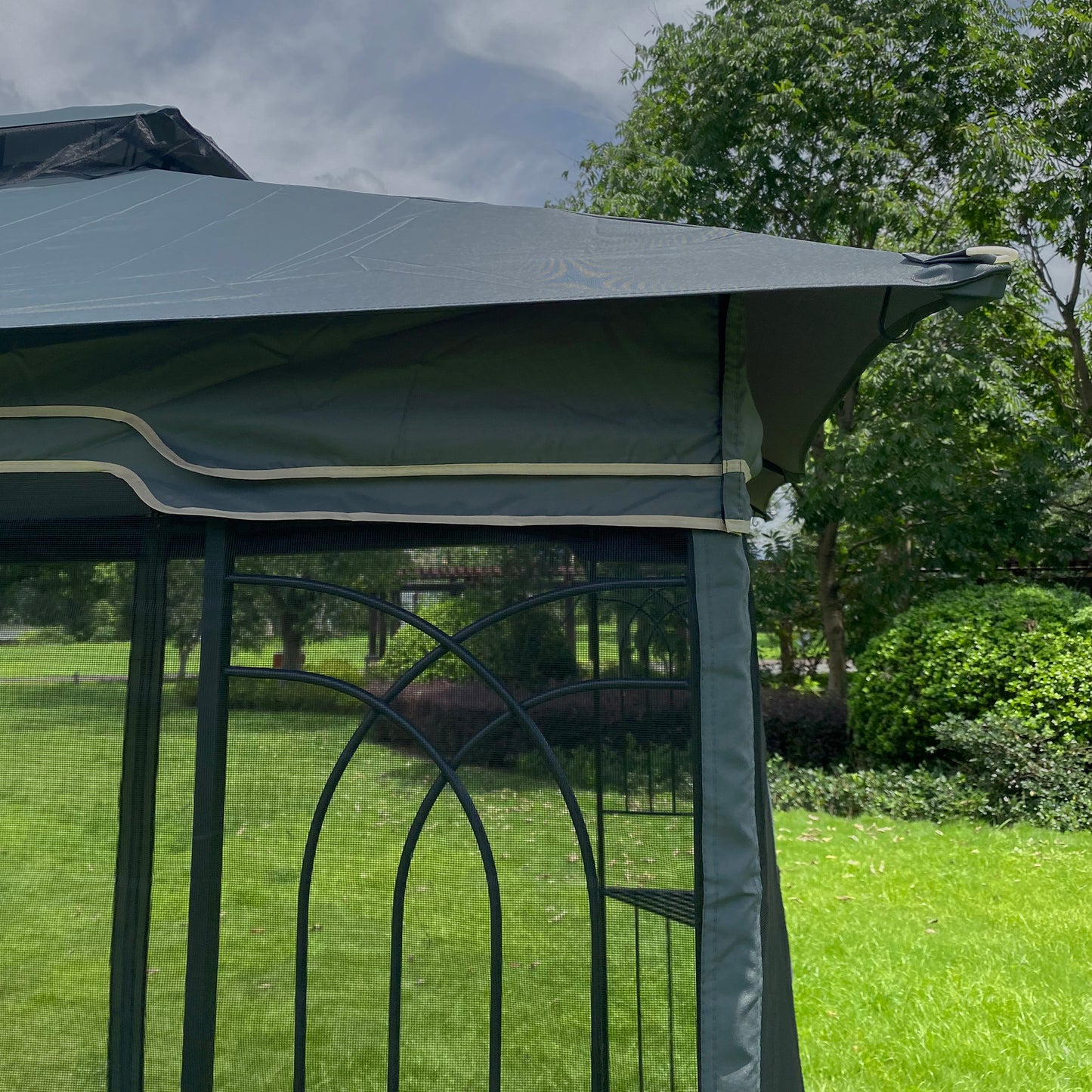 Kay 13 x 10 ft Outdoor Patio Gazebo Canopy Tent - Gray