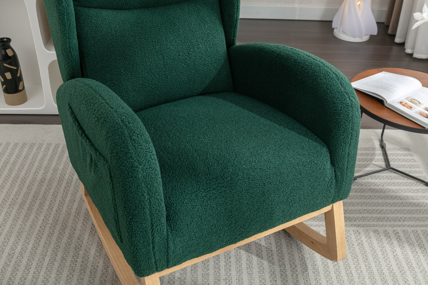 Nadia Teddy Fabric Rocking Chair - Green