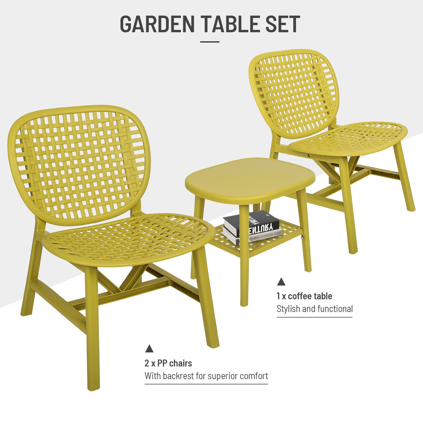 Toccara  3 Pc Retro Patio Table Chair Set - Yellow