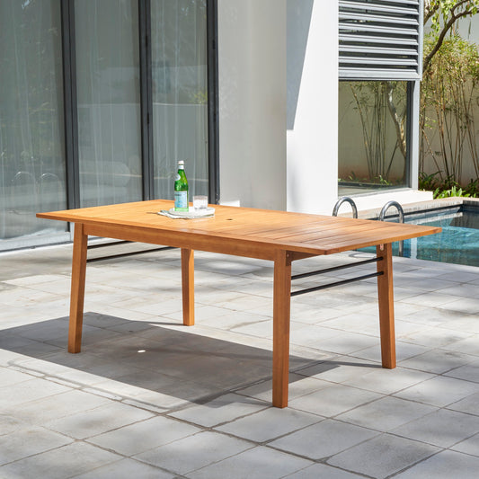 Carlton Patio Wood Dining Table - Light Brown