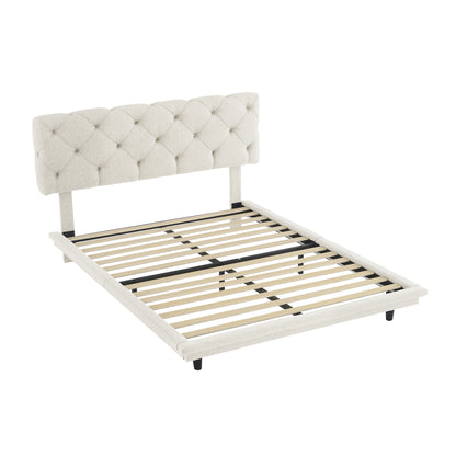 Joy Full Size Upholstered Bed with Light Stripe - Beige