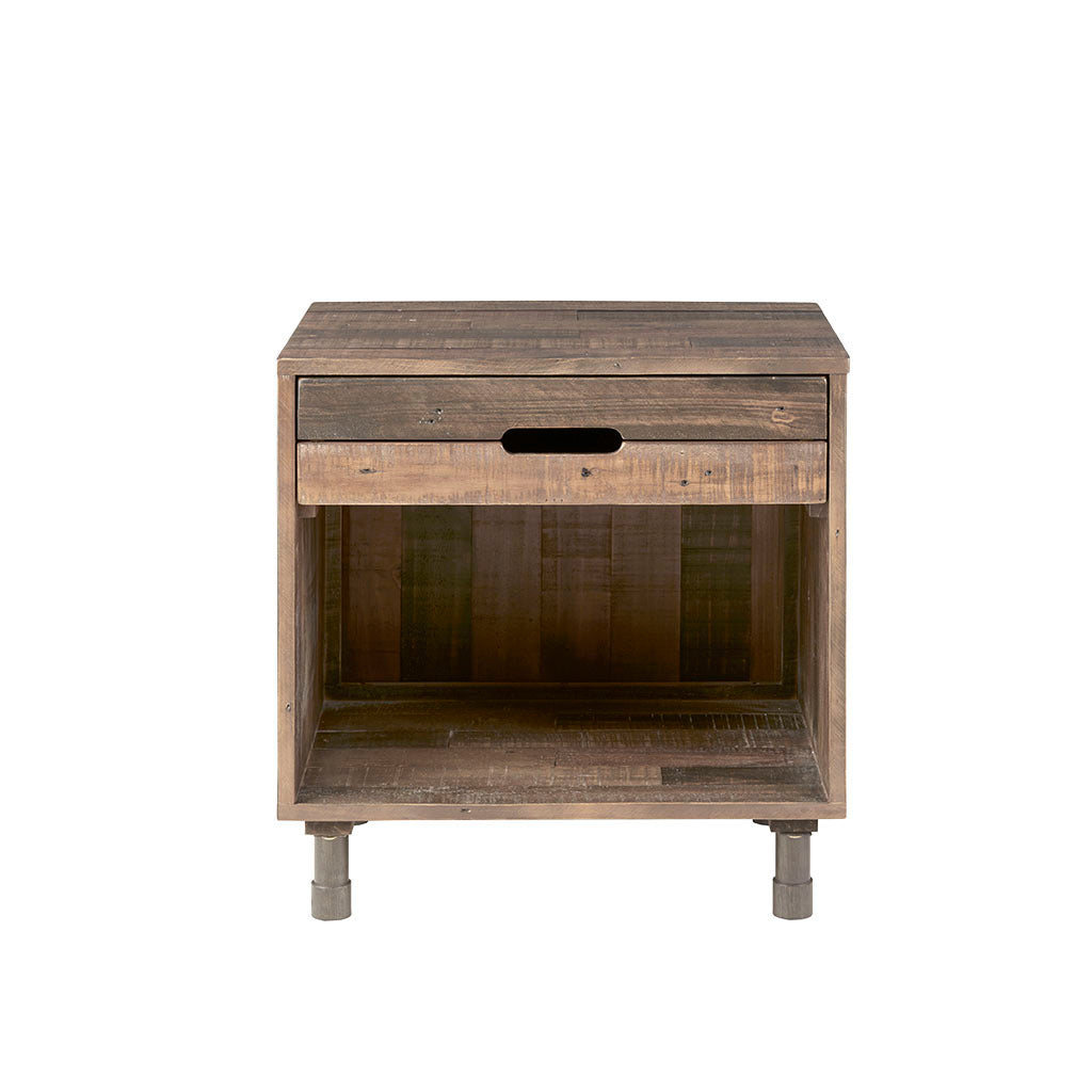 Retro Solid Wood Nightstand - Natural