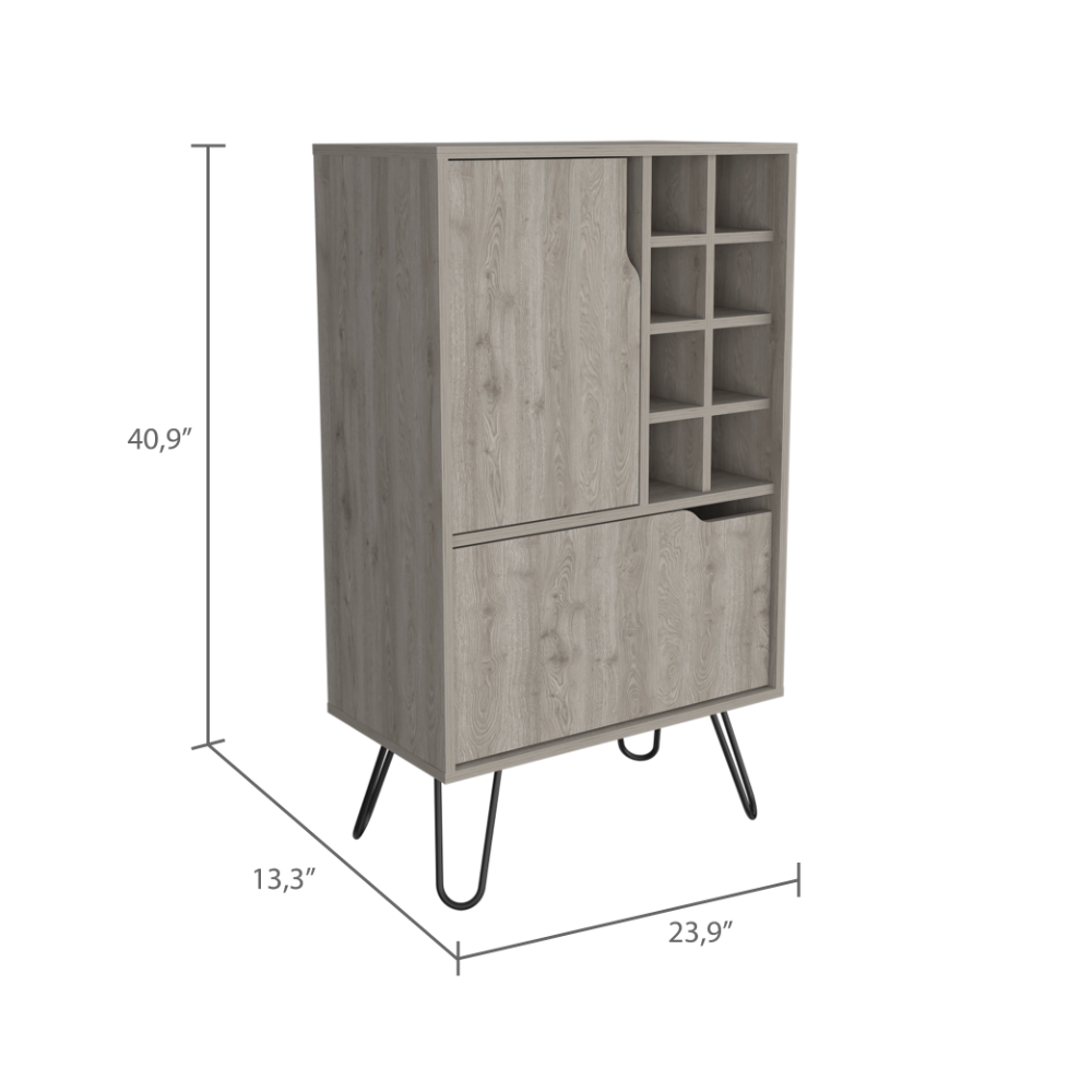 Weston Bar Cabinet With 8 Built In Bottle Racks - Gray