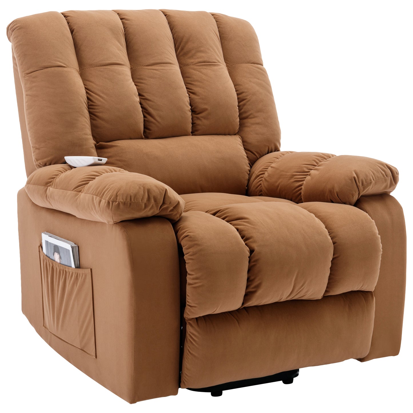 Parsons Power Recliner with Massage Function - Light Brown