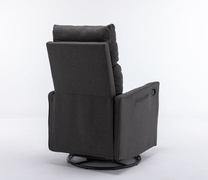 Cotton Linen Fabric Swivel Rocking Chair - Dark Gray