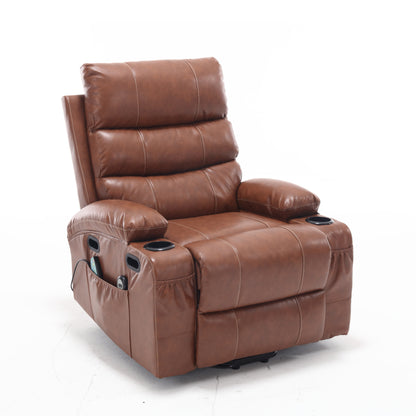 Elias Large Power Lift Recliner Chair with Massage - Brown