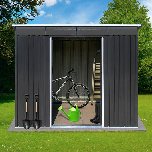 Morton 6 X 8 ft Metal Garden Sheds Outdoor Storage - Black