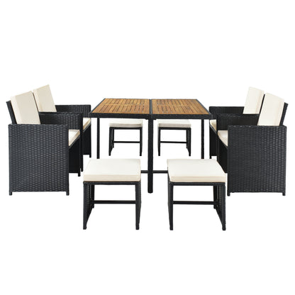 Larita 9 Pc  All-Weather PE Wicker Dining Table Set - Black