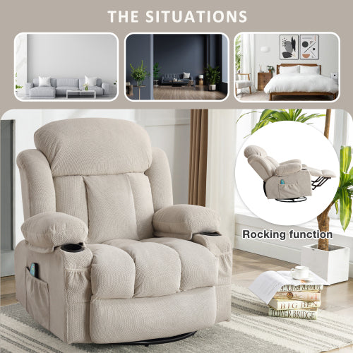 Vanbow Recliner Chair Massage Heating with USB - Beige