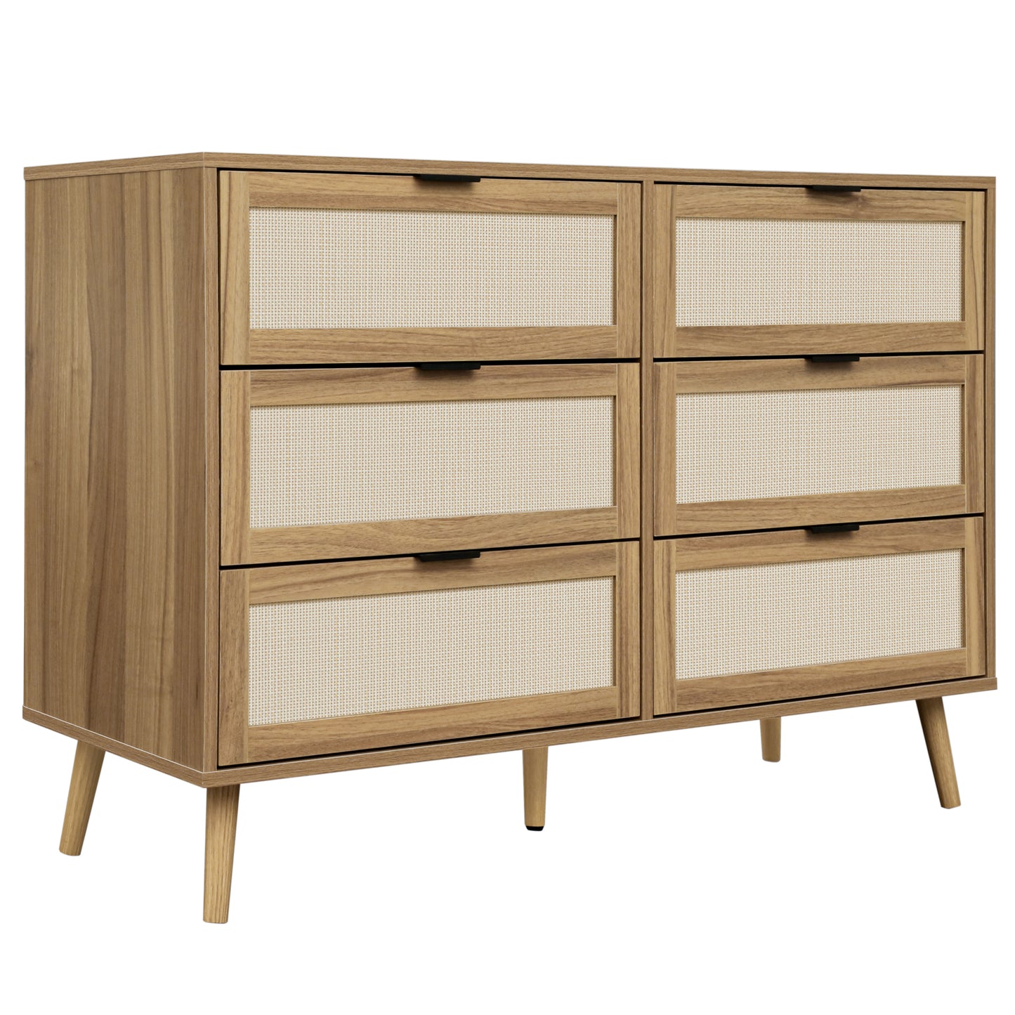 Noi 6 Drawer Dresser Wood Cabinet - Walnut