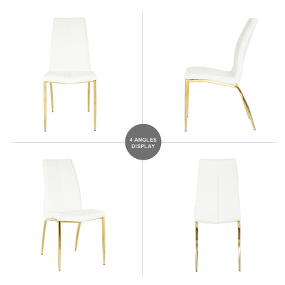 Shona Pu Dining Chairs with Gold Metal Leg (Set of 4) - White