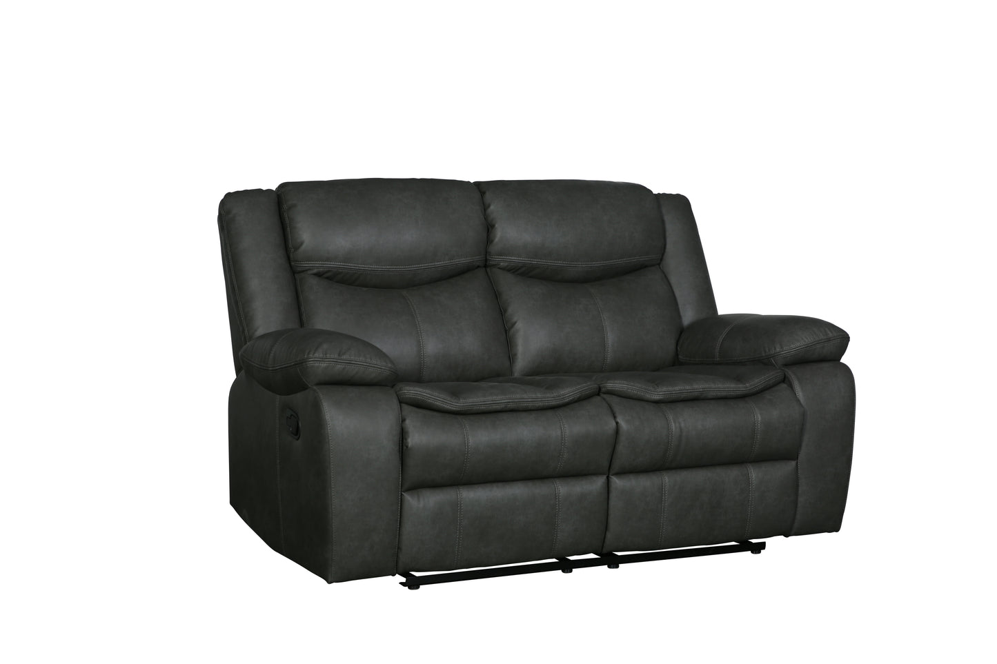 Noor Leather-Air Reclining Loveseat - Gray