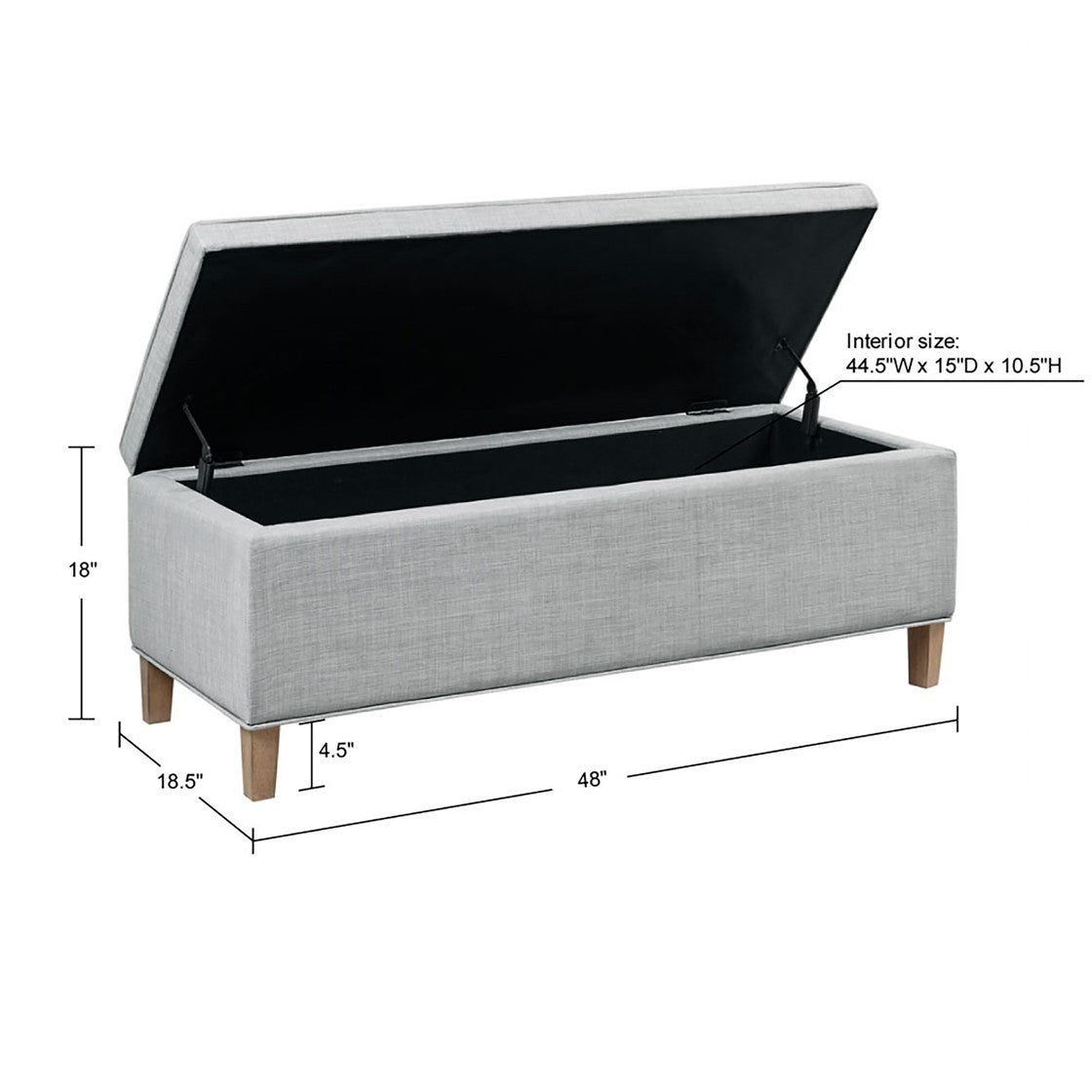 Elega Bench Storage - Light Gray