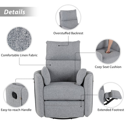 Niki Upholstered Swivel Recliner - Dark Grey