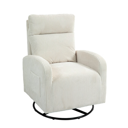 JiaDa Upholstered Swivel Rocking Chair - Beige