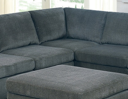 Verma Grey Chenille Modular Sectional 9pc Set 3x Corner Wedge 4x Armless Chairs and 2x Ottoman