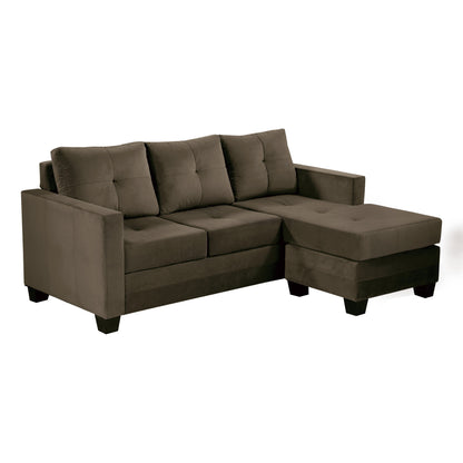 Gai Reversible  Sectional Microfiber Fabric  Sofa w   - Coffee