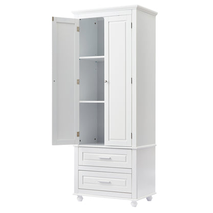 Vintage-style Bathroom Cabinet with Drawer - White