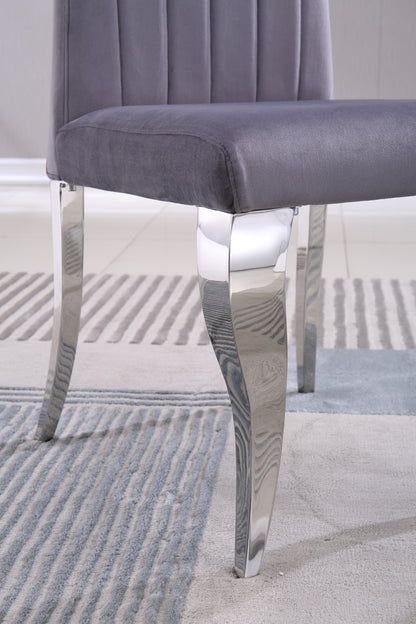 Avery Velvet Dining Chairs w Metal Leg (Set of 2) - Gray