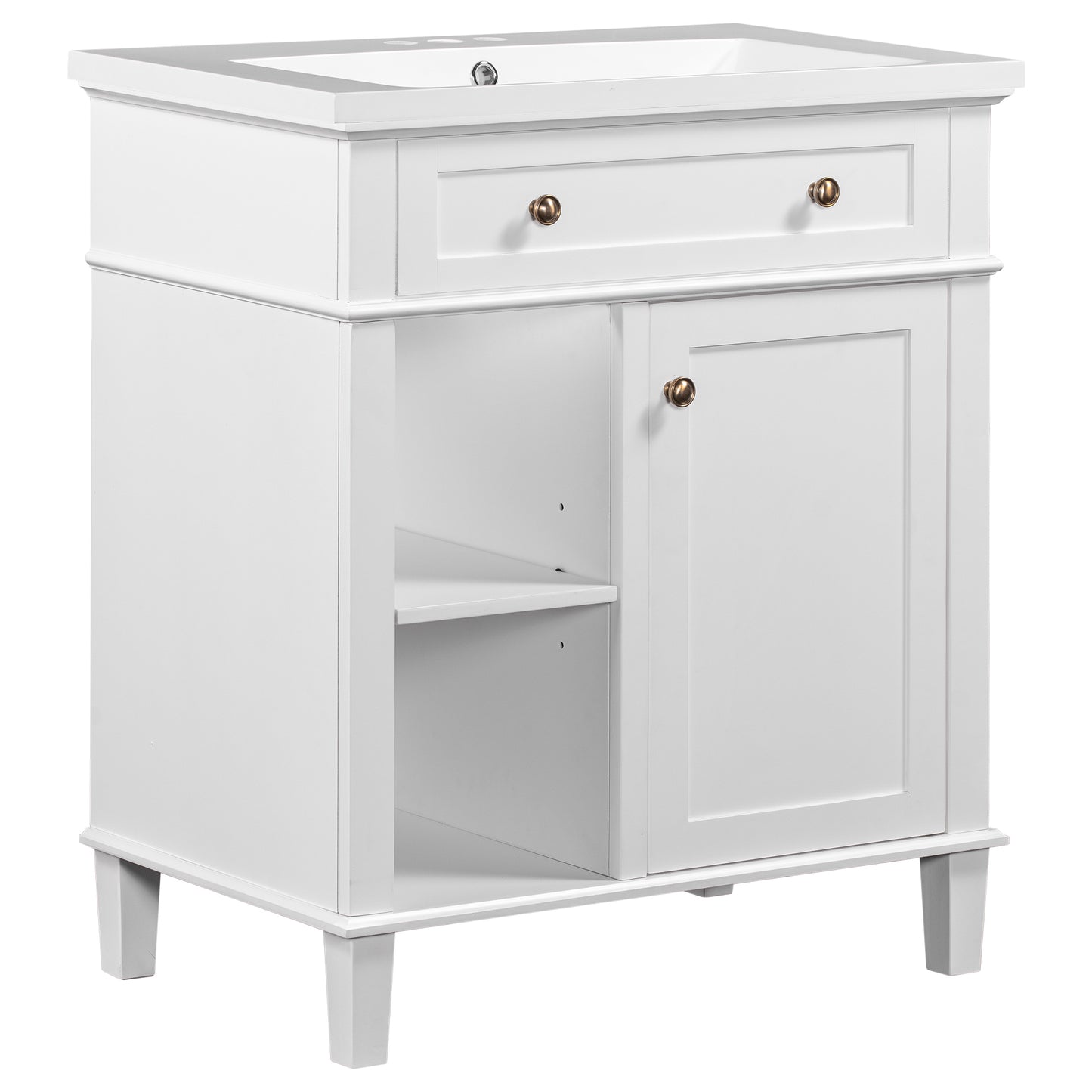 Aqua Bathroom Vanity with Ceramic Sink Set - White