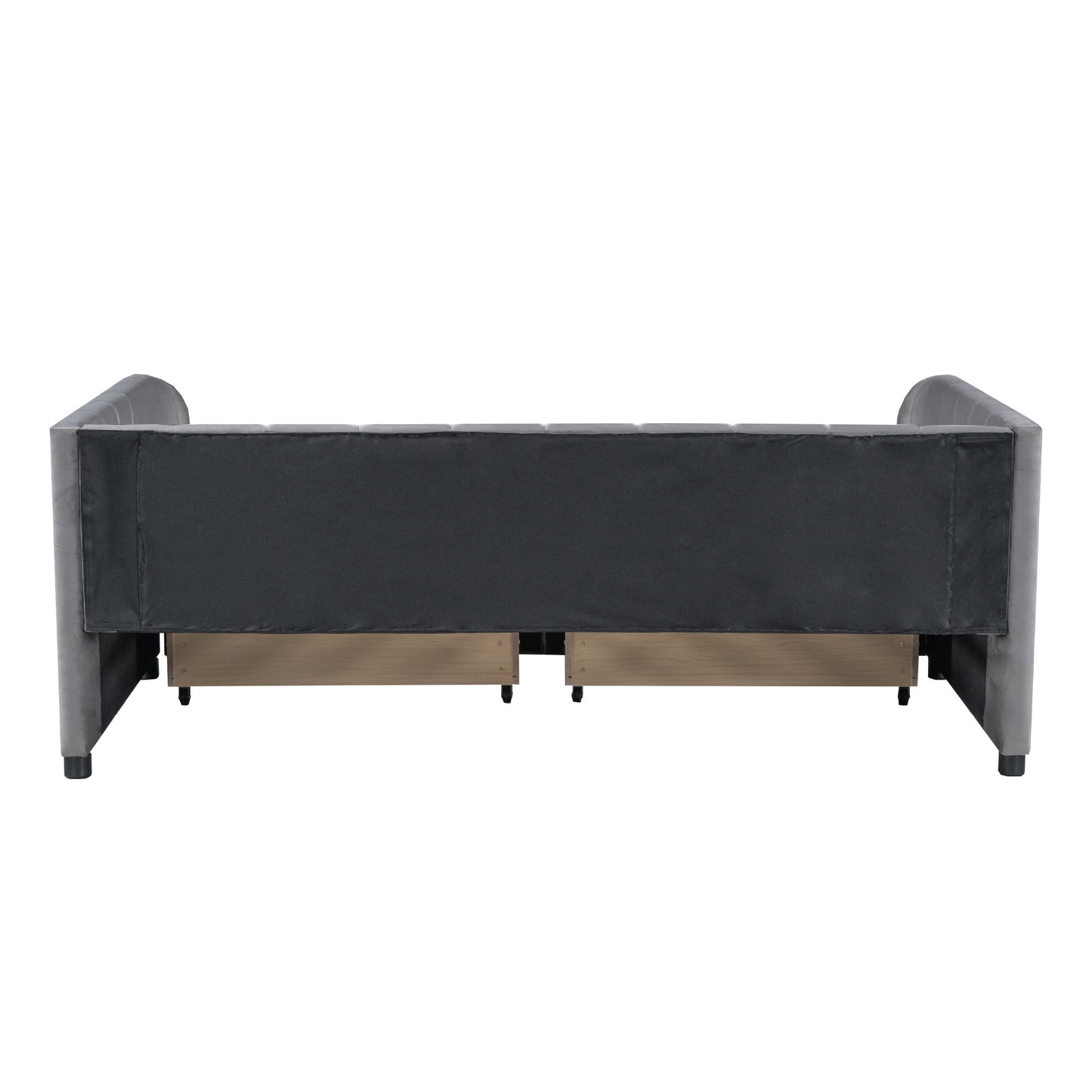 Tano Twin Size Upholstered Daybed with Drawers - Gray