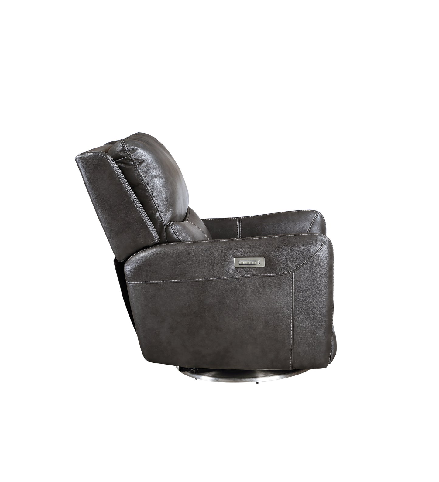 Elegant Triple-Power 360 Swivel Faux-Leather Recliner - Charcoal